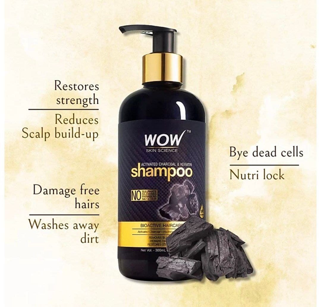 Shampoo - Activated Charcoal & Keratin - Wow - 300ml